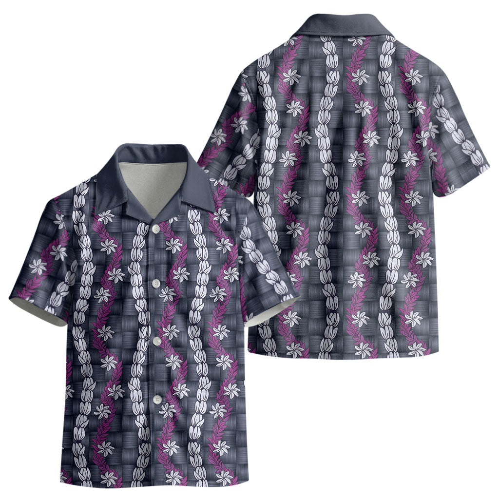Pikake Maile Tiare Lei Kid Hawaiian Shirt Poni Lauhala Pattern LT01 - Polynesian Pride