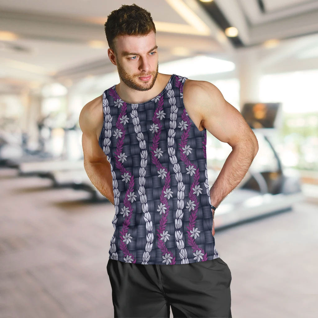 Pikake Maile Tiare Lei Men Tank Top Poni Lauhala Pattern