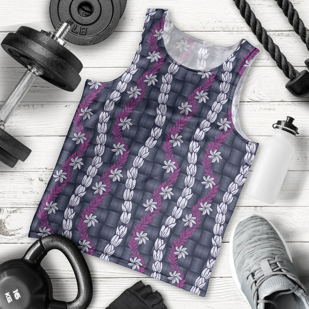 Pikake Maile Tiare Lei Men Tank Top Poni Lauhala Pattern
