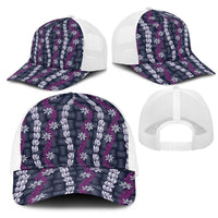 Pikake Maile Tiare Lei Mesh Trucker Cap Poni Lauhala Pattern