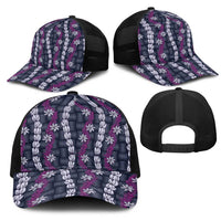Pikake Maile Tiare Lei Mesh Trucker Cap Poni Lauhala Pattern