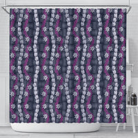 Pikake Maile Tiare Lei Shower Curtain Poni Lauhala Pattern