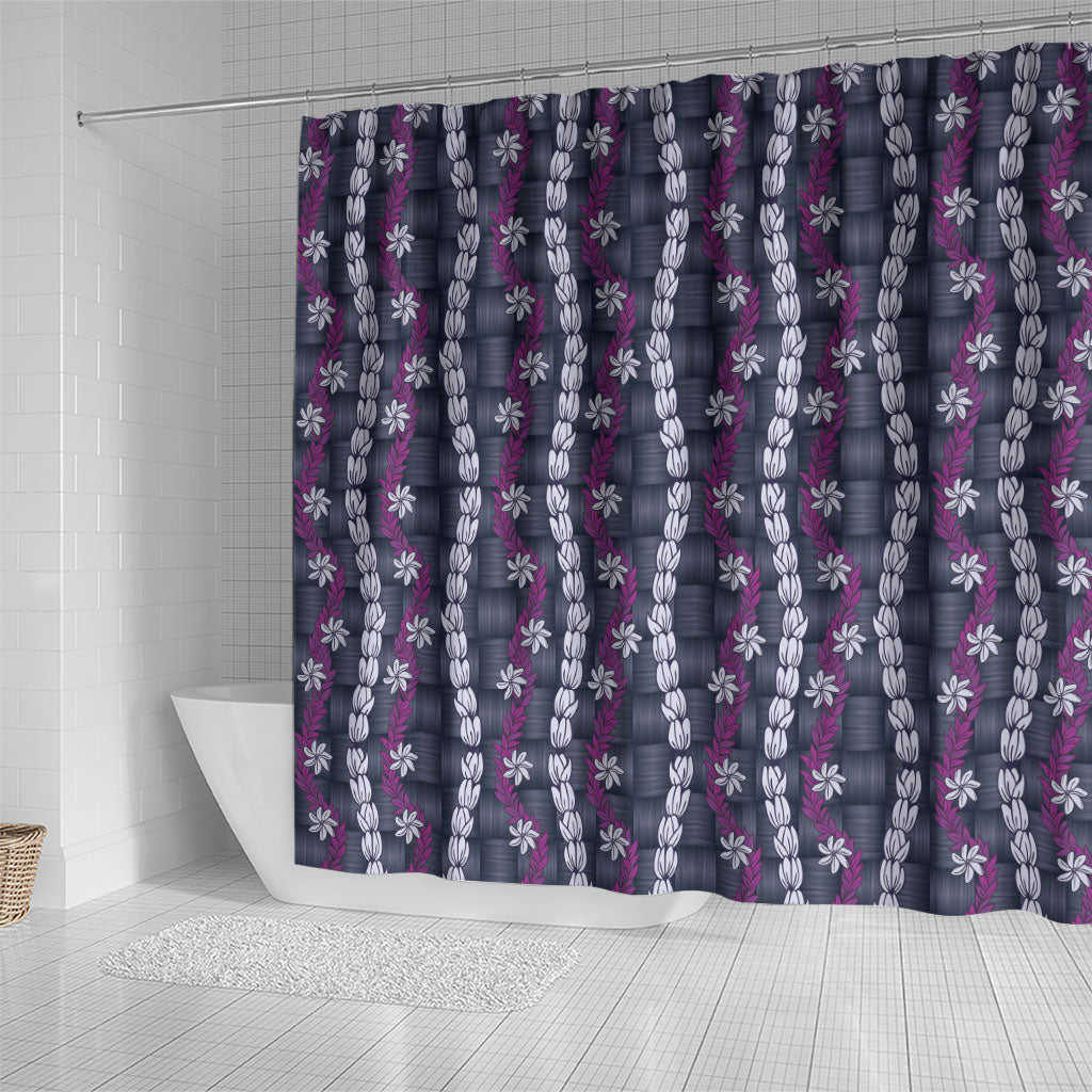 Pikake Maile Tiare Lei Shower Curtain Poni Lauhala Pattern