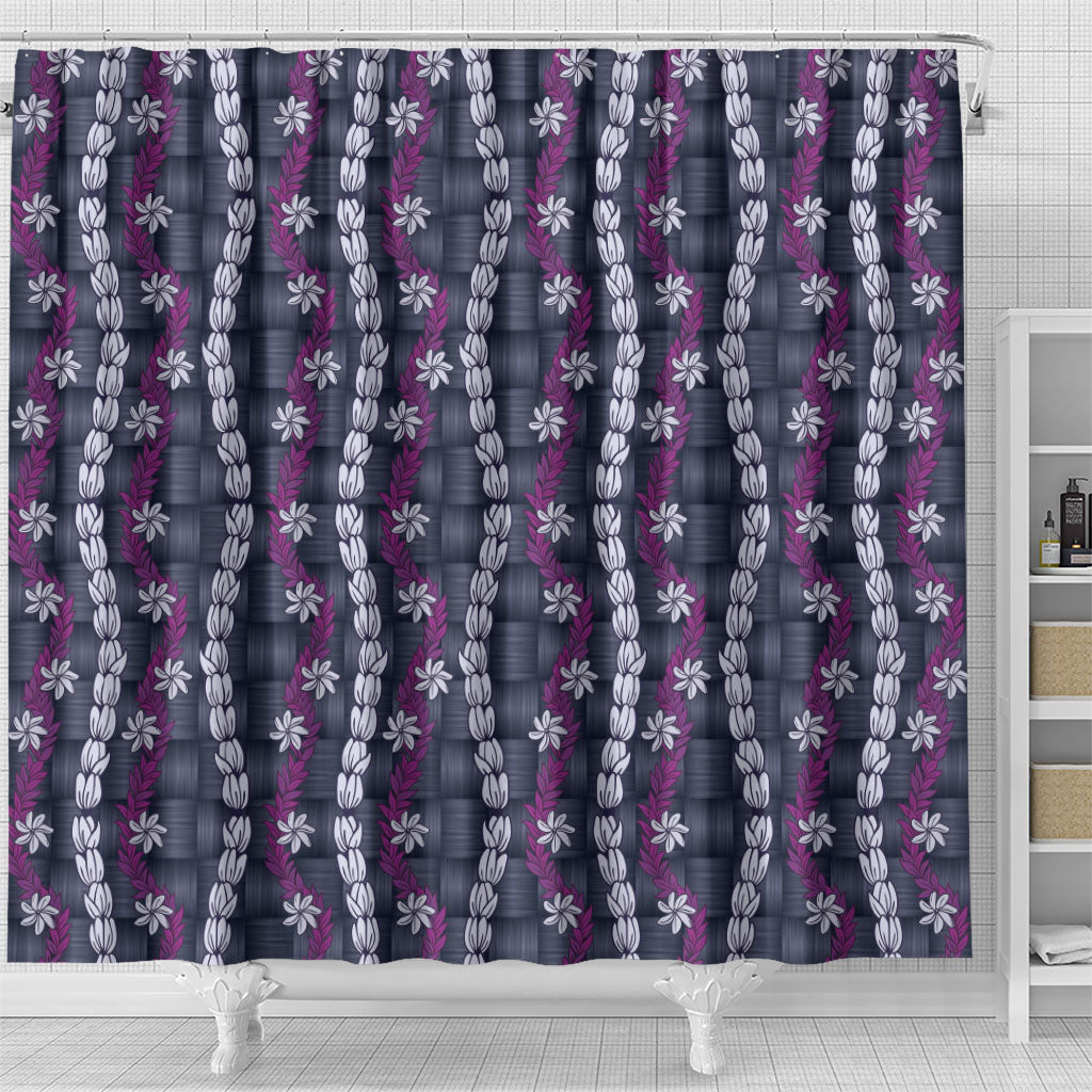Pikake Maile Tiare Lei Shower Curtain Poni Lauhala Pattern