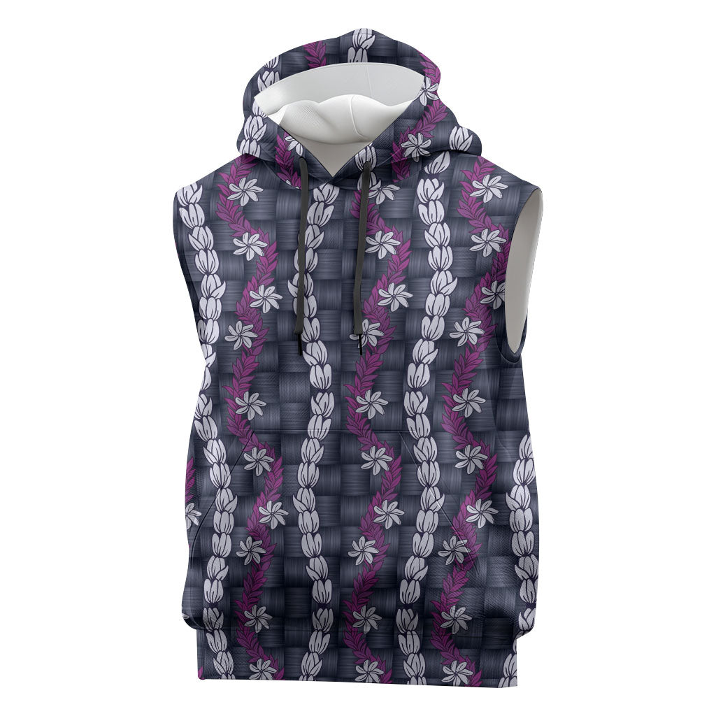 Pikake Maile Tiare Lei Sleeveless Hoodie Poni Lauhala Pattern