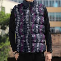 Pikake Maile Tiare Lei Sleeveless Puffer Jacket Poni Lauhala Pattern
