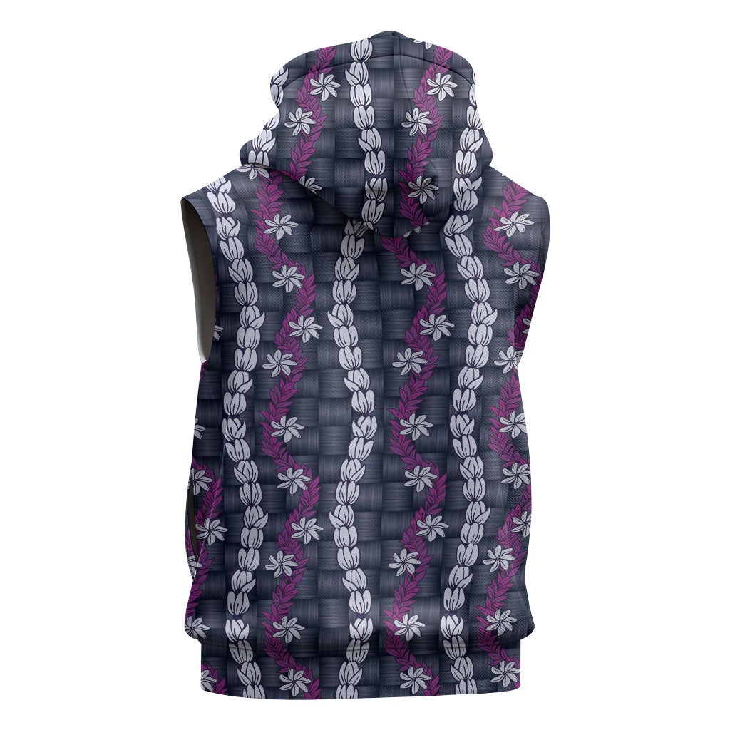 Pikake Maile Tiare Lei Sleeveless Zip Hoodie Poni Lauhala Pattern
