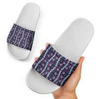 Pikake Maile Tiare Lei Slide Sandals Poni Lauhala Pattern