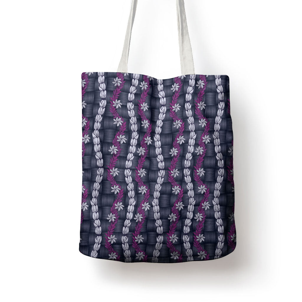 Pikake Maile Tiare Lei Tote Bag Poni Lauhala Pattern