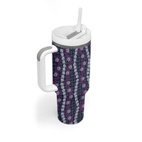 Pikake Maile Tiare Lei Tumbler With Handle Poni Lauhala Pattern