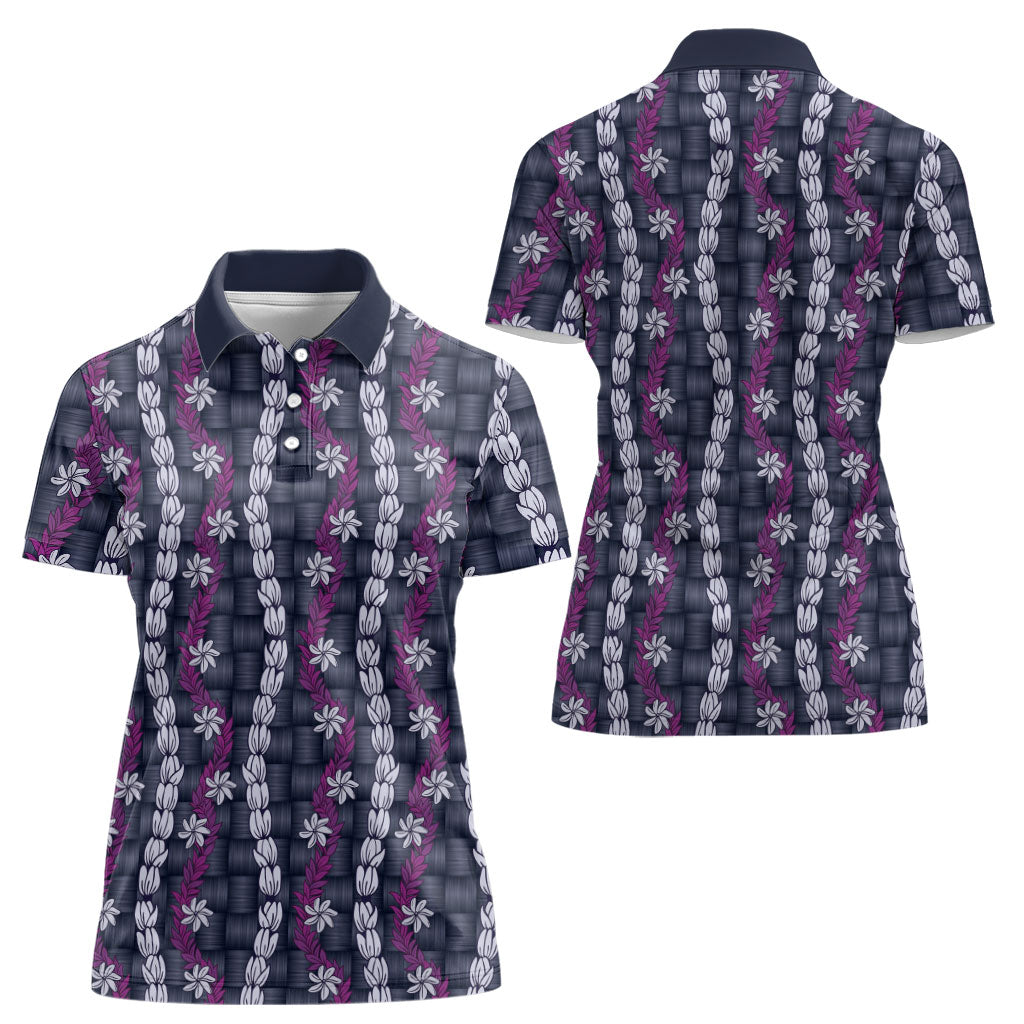 Pikake Maile Tiare Lei Women Polo Shirt Poni Lauhala Pattern