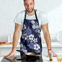Hawaiian Hibiscus Tribal Floral Blue Apron Polynesian Tapa Pattern - Polynesian Pride