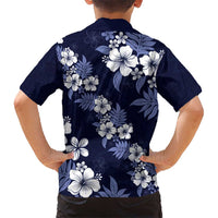 Hawaiian Hibiscus Tribal Floral Blue Hawaiian Shirt Polynesian Tapa Pattern - Polynesian Pride