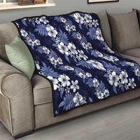 Hawaiian Hibiscus Tribal Floral Blue Quilt Polynesian Tapa Pattern - Polynesian Pride