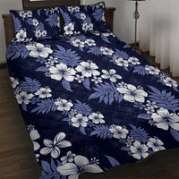 Hawaiian Hibiscus Tribal Floral Blue Quilt Bed Set Polynesian Tapa Pattern - Polynesian Pride