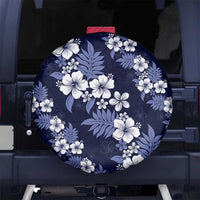 Hawaiian Hibiscus Tribal Floral Blue Spare Tire Cover Polynesian Tapa Pattern - Polynesian Pride