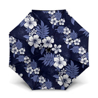 Hawaiian Hibiscus Tribal Floral Blue Umbrella Polynesian Tapa Pattern - Polynesian Pride