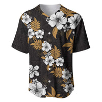 Hawaiian Hibiscus Tribal Floral Brown Baseball Jersey Polynesian Tapa Pattern - Polynesian Pride