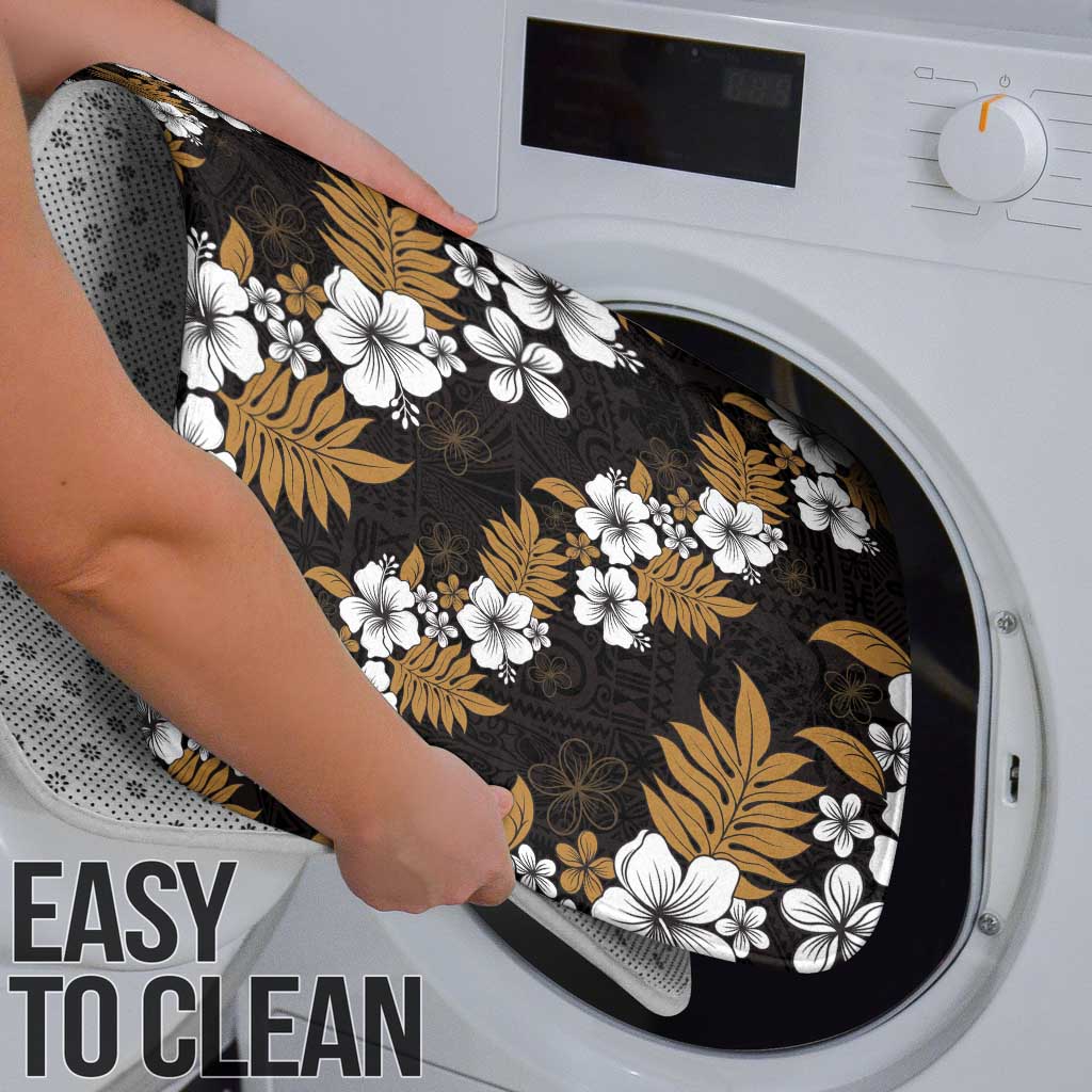 Hawaiian Hibiscus Tribal Floral Brown Bathroom Set Polynesian Tapa Pattern - Polynesian Pride