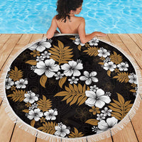 Hawaiian Hibiscus Tribal Floral Brown Beach Blanket Polynesian Tapa Pattern - Polynesian Pride