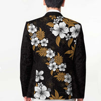 Hawaiian Hibiscus Tribal Floral Brown Blazer Polynesian Tapa Pattern - Polynesian Pride