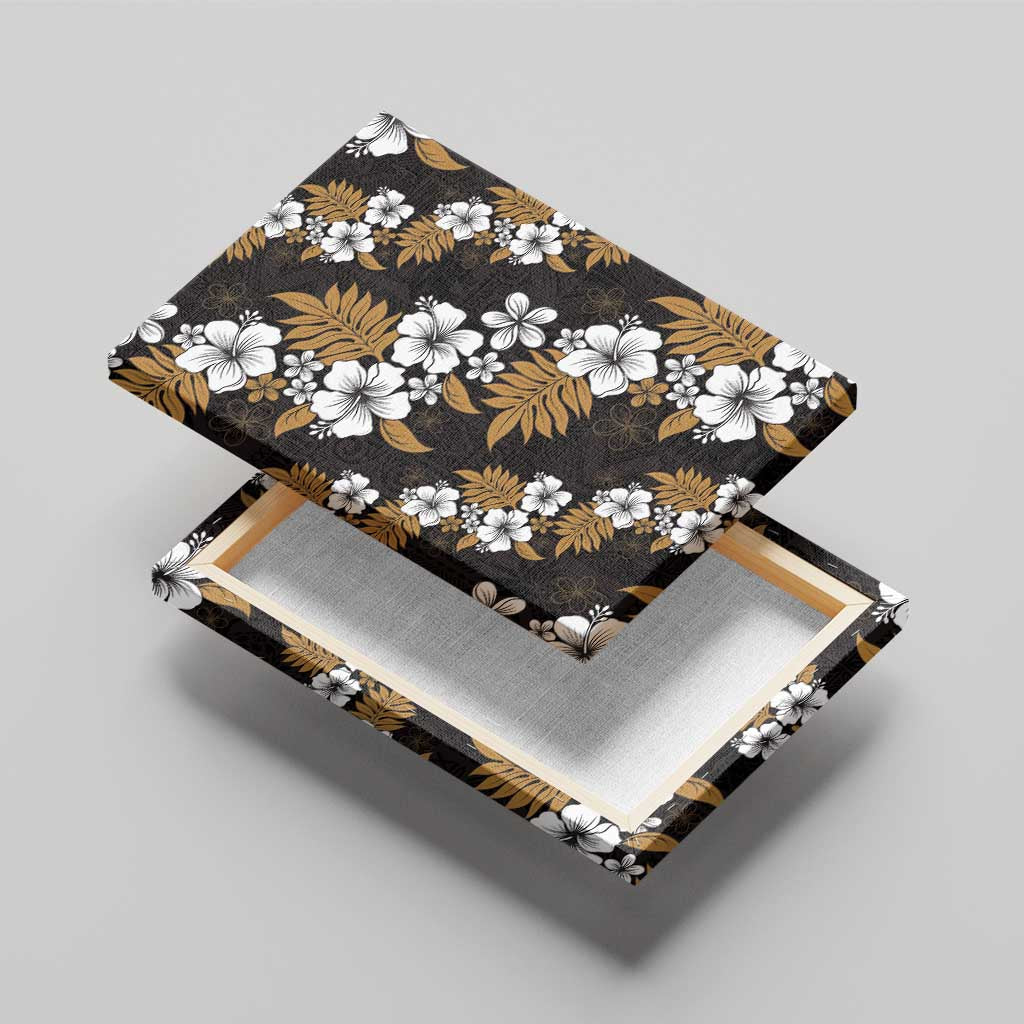 Hawaiian Hibiscus Tribal Floral Brown Canvas Wall Art Polynesian Tapa Pattern - Polynesian Pride