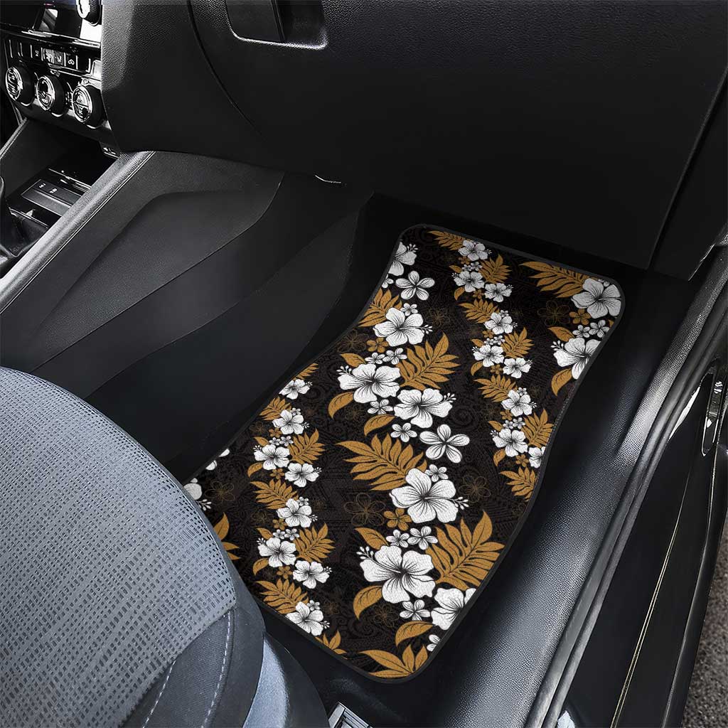 Hawaiian Hibiscus Tribal Floral Brown Car Mats Polynesian Tapa Pattern - Polynesian Pride