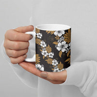 Hawaiian Hibiscus Tribal Floral Brown Ceramic Mug Polynesian Tapa Pattern - Polynesian Pride