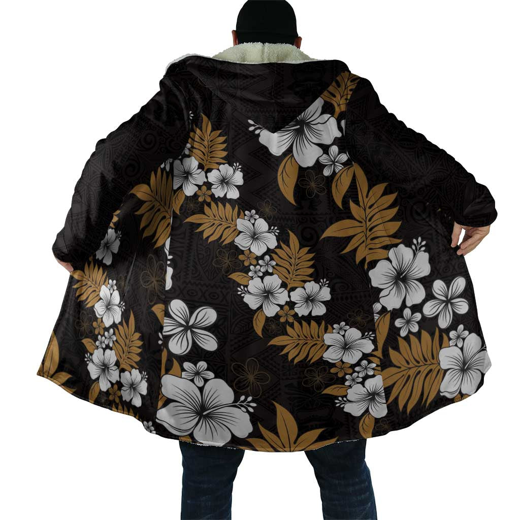 Hawaiian Hibiscus Tribal Floral Brown Cloak Polynesian Tapa Pattern - Polynesian Pride