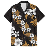 Hawaiian Hibiscus Tribal Floral Brown Family Matching Long Sleeve Bodycon Dress and Hawaiian Shirt Polynesian Tapa Pattern - Polynesian Pride