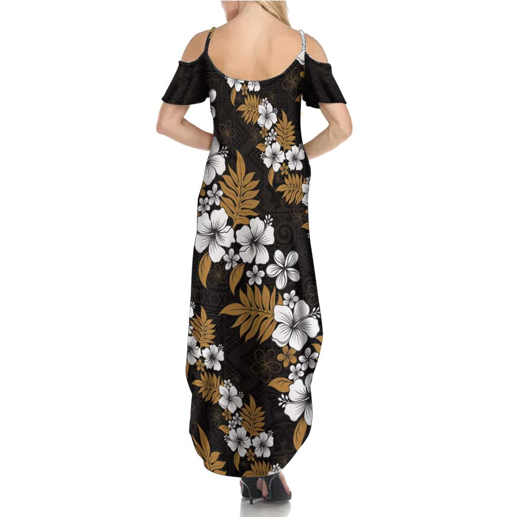 Hawaiian Hibiscus Tribal Floral Brown Family Matching Summer Maxi Dress and Hawaiian Shirt Polynesian Tapa Pattern - Polynesian Pride