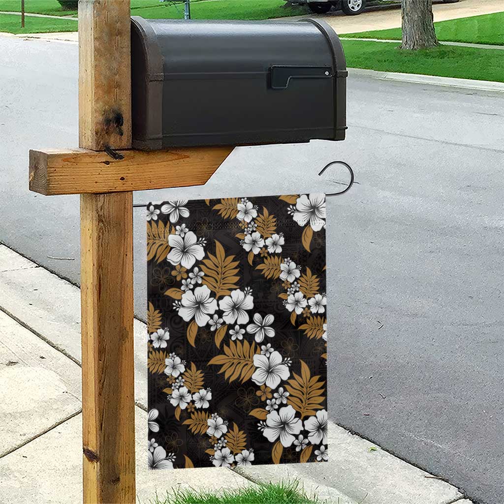 Hawaiian Hibiscus Tribal Floral Brown Garden Flag Polynesian Tapa Pattern - Polynesian Pride