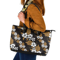 Hawaiian Hibiscus Tribal Floral Brown Leather Tote Bag Polynesian Tapa Pattern - Polynesian Pride