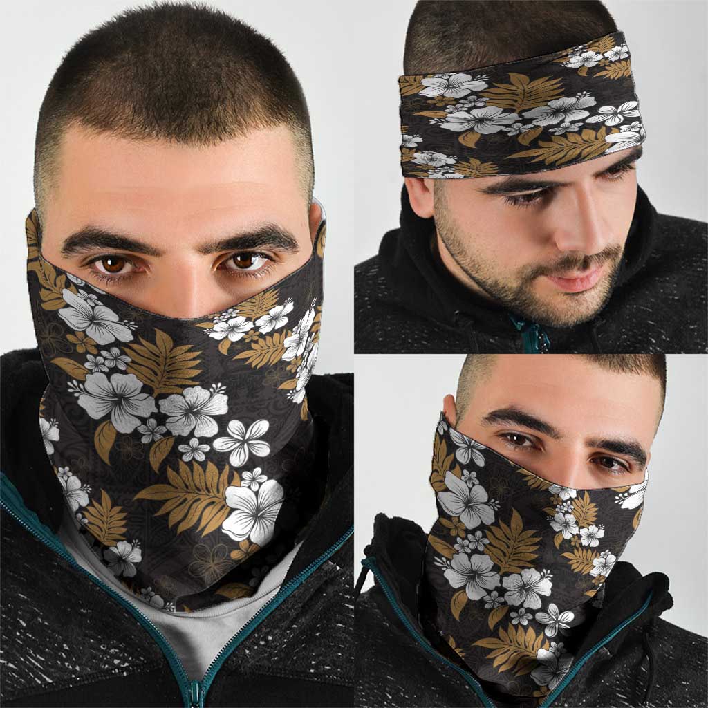 Hawaiian Hibiscus Tribal Floral Brown Neck Gaiter Polynesian Tapa Pattern - Polynesian Pride