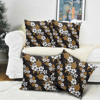 Hawaiian Hibiscus Tribal Floral Brown Pillow Cover Polynesian Tapa Pattern - Polynesian Pride