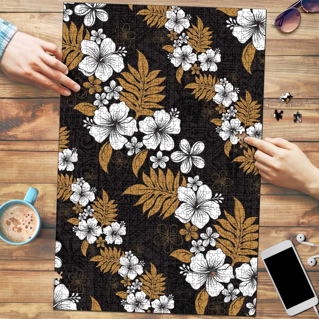 Hawaiian Hibiscus Tribal Floral Brown Puzzle Polynesian Tapa Pattern - Polynesian Pride