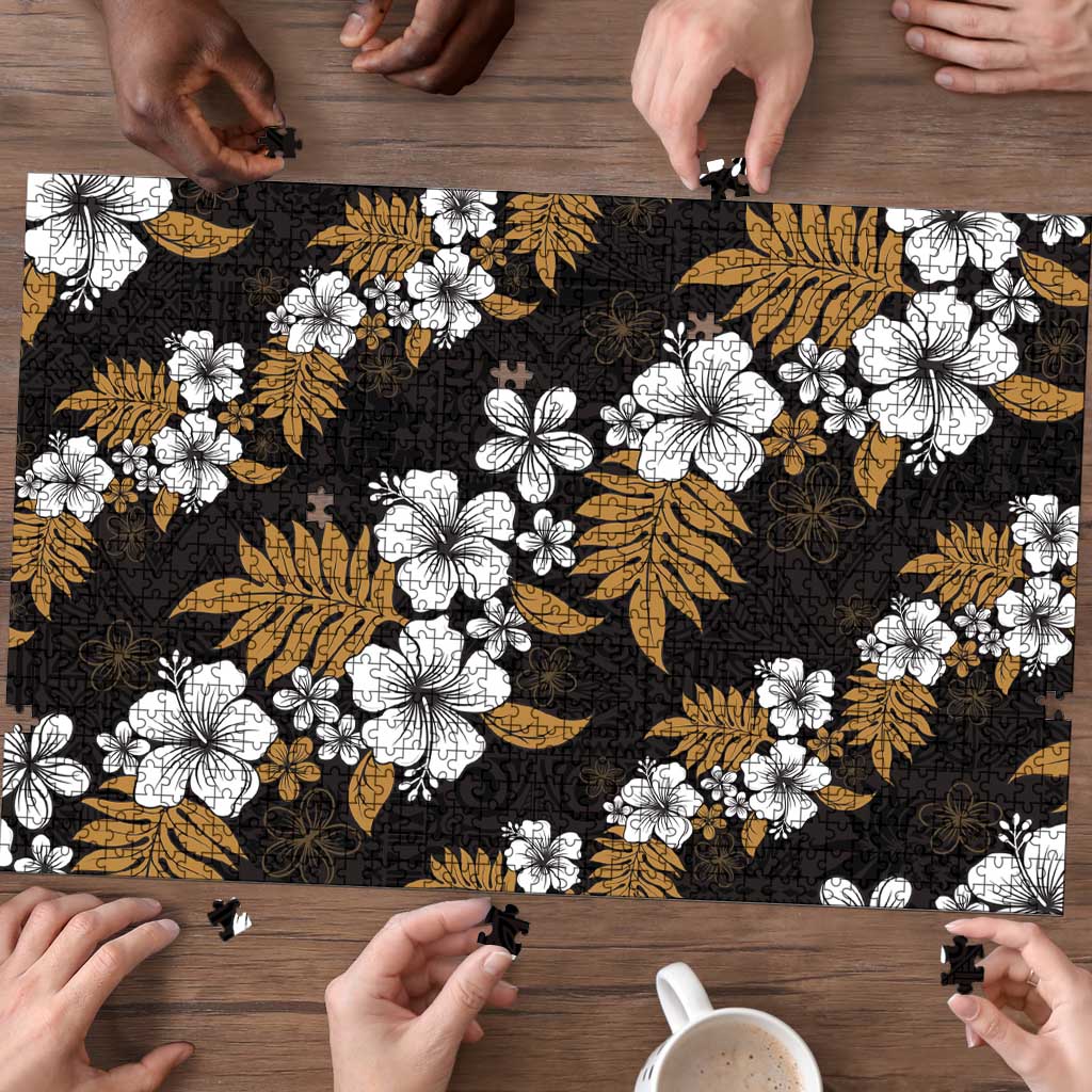 Hawaiian Hibiscus Tribal Floral Brown Puzzle Polynesian Tapa Pattern - Polynesian Pride