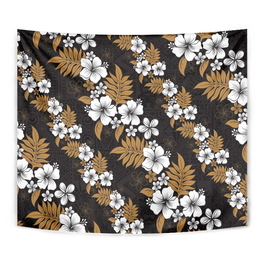 Hawaiian Hibiscus Tribal Floral Brown Tapestry Polynesian Tapa Pattern - Polynesian Pride
