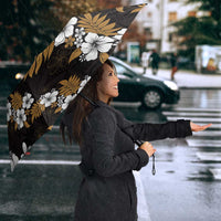 Hawaiian Hibiscus Tribal Floral Brown Umbrella Polynesian Tapa Pattern - Polynesian Pride