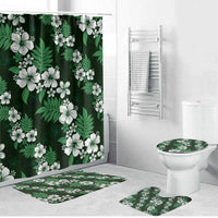 Hawaiian Hibiscus Tribal Floral Green Bathroom Set Polynesian Tapa Pattern - Polynesian Pride
