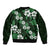 Hawaiian Hibiscus Tribal Floral Green Bomber Jacket Polynesian Tapa Pattern - Polynesian Pride