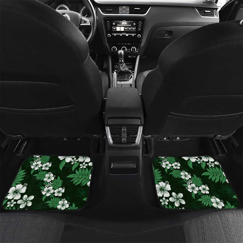 Hawaiian Hibiscus Tribal Floral Green Car Mats Polynesian Tapa Pattern - Polynesian Pride