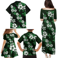 Hawaiian Hibiscus Tribal Floral Green Family Matching Puletasi and Hawaiian Shirt Polynesian Tapa Pattern - Polynesian Pride