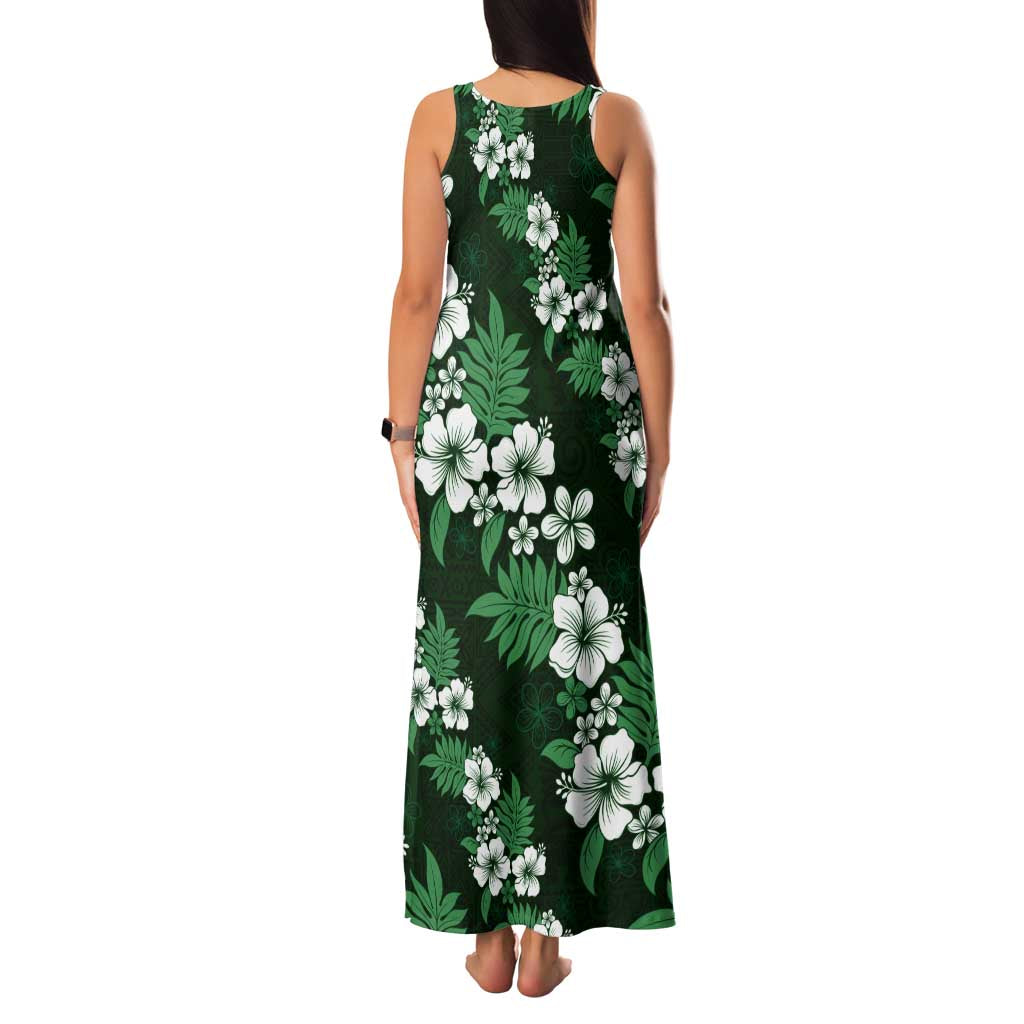 Hawaiian Hibiscus Tribal Floral Green Family Matching Tank Maxi Dress and Hawaiian Shirt Polynesian Tapa Pattern - Polynesian Pride
