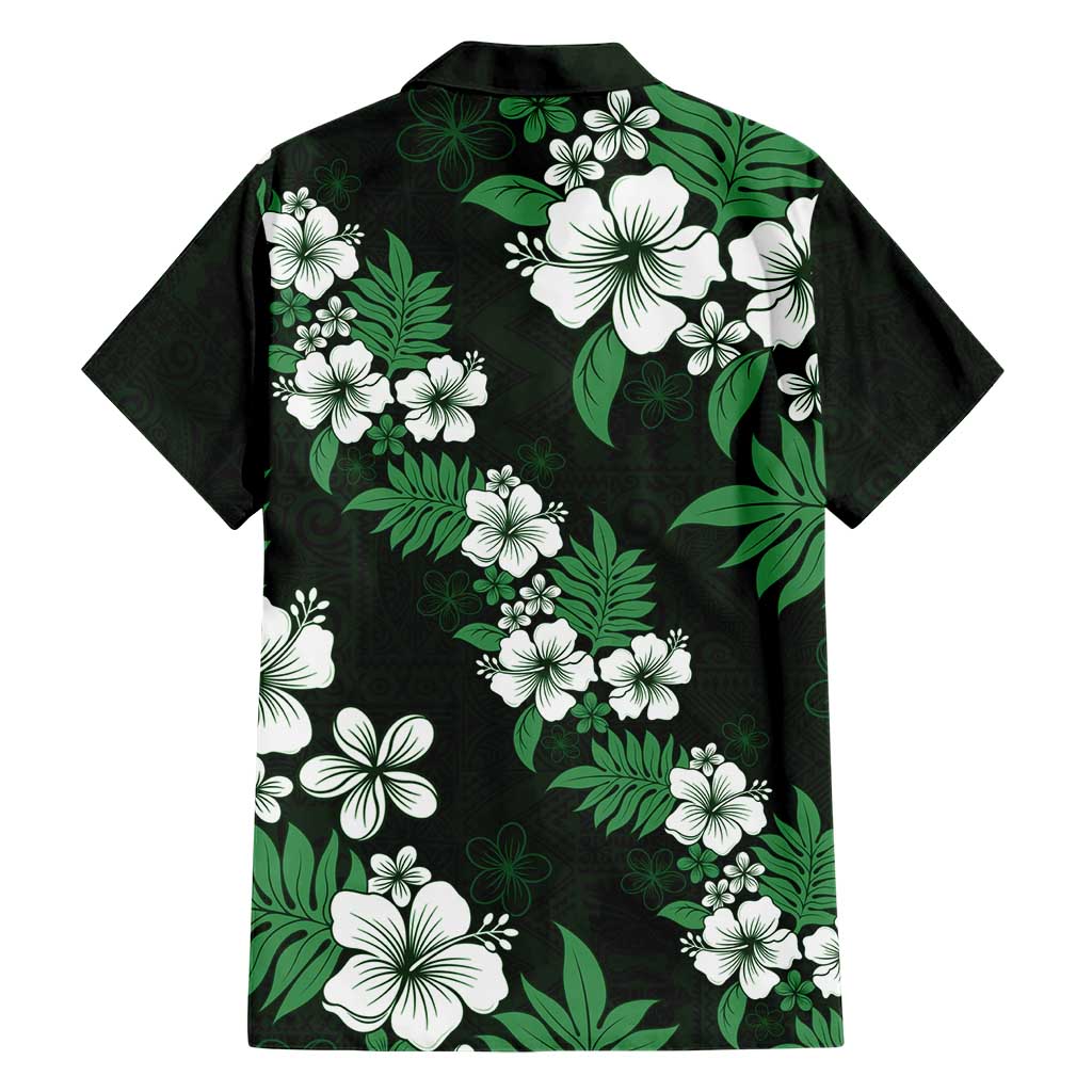 Hawaiian Hibiscus Tribal Floral Green Hawaiian Shirt Polynesian Tapa Pattern - Polynesian Pride