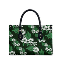 Hawaiian Hibiscus Tribal Floral Green Leather Bag Polynesian Tapa Pattern - Polynesian Pride