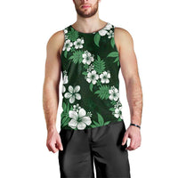 Hawaiian Hibiscus Tribal Floral Green Men Tank Top Polynesian Tapa Pattern - Polynesian Pride