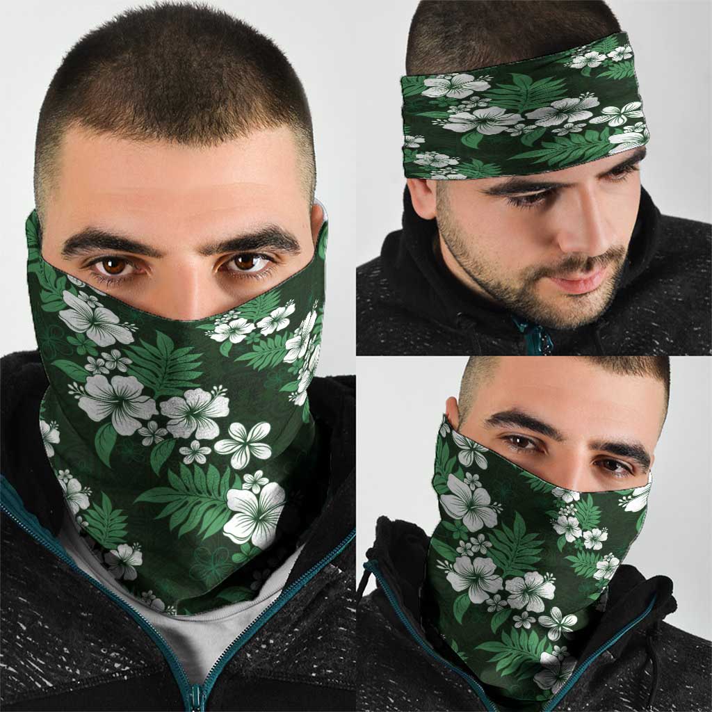 Hawaiian Hibiscus Tribal Floral Green Neck Gaiter Polynesian Tapa Pattern - Polynesian Pride