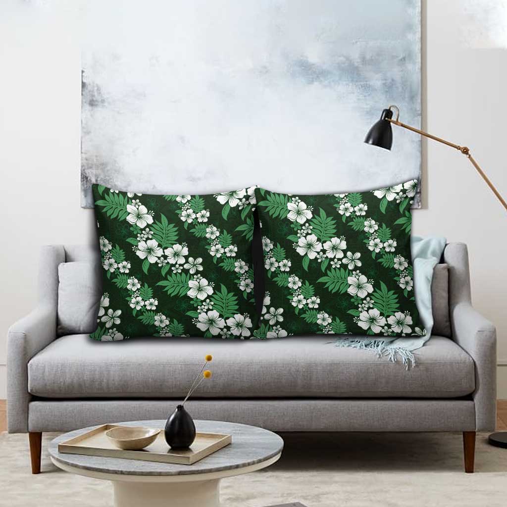 Hawaiian Hibiscus Tribal Floral Green Pillow Cover Polynesian Tapa Pattern - Polynesian Pride