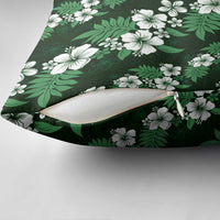 Hawaiian Hibiscus Tribal Floral Green Pillow Cover Polynesian Tapa Pattern - Polynesian Pride